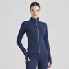 Nova Jaqueta Yoga Fitness Gola Alta Define Zíper Dourado Ajuste Slim Elástica Casual Top para Mulheres