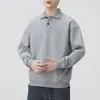 Moletom Pesado com Gola 380G para Homens, Estilo Americano para Primavera e Outono, Camisa Polo Solta Espessada, Jaqueta Pulôver Casual Atacado