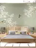Papel Tapiz Artístico Moderno Estilo Chino con Flor de Magnolia y Pájaro, Estética Elegante para Fondo de Sofá, Dormitorio, Estudio, Arte de Pared Decorativo Ecológico