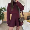 2025 Novo Suéter Casual de Férias Estilo Europeu e Americano Manga Longa Saia Conjunto de Duas Peças Feminino Outono e Inverno Estação Independente da Amazon