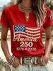 Top estampado de manga corta con cuello en V transfronterizo 2026 nuevo estilo de verano europeo y americano, imitación lino, holgado, casual, disponible para dropshipping