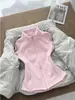 Jaqueta de Penas Feminina Slim Fit com Design Canelado, Novo Estilo Primavera/Inverno 2025, Jaqueta Esportiva de Grafeno Acinturada com Forro Interno