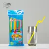 Pacote duas crianças descartável arte palito de canudo dobra única modelagem criativa chá de leite suco cor plástico 100 71035