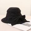 Sombrero de Pescador con Abertura Trasera y Lazo de Estilo Japonés para Mujer, Otoño, Casual, a la Moda, Combinable con Todo, para Exterior, Parasol, Protector Solar, Sombrero de Cubo
