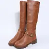 Fornecimento Exclusivo Transfronteiriço Botas Femininas de Couro 2026 Chegada Nova Primavera/Outono Zíper Salto Baixo Botas de Cano Alto Estilo Europeu e Americano Botas de Montaria Botas Femininas de Cano Alto