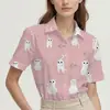 Amazon Moda Transfronteriza Cárdigan de Verano para Mujer de Una Pieza Personalizado Camisa de Solapa de Manga Corta con Estampado de Gato Personalizado para Mujer