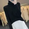 Nuevo suéter de punto con mezcla de lana, corte ajustado, que realza la figura, con adornos de lentejuelas, diseño de cuello alto, perfecto como capa base para otoño e invierno, estilo de mujer, adecuado para ventas transfronterizas