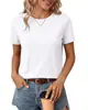 Camiseta de manga curta TK Amazon europeia e americana transfronteiriça mais vendida, peça íntima casual fina de verão com gola redonda, top liso modelador