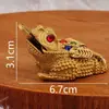 Sapo Dorado de Tres Patas Hueco de Latón Decoración para Sala de Estar Estudio Oficina Artesanía Creativa Adorno Pequeño de Latón que Muerde Dinero Transfronterizo