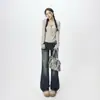 Calça Flare Retro Americana de Cintura Baixa para Outono 2026, Modelagem Slim Fit, Versátil, Jeans com Elastano para Outono-Inverno, Feminina