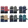 Luvas de Couro Bovino de Primeira Camada Estilo Curto, Luvas de Marinheiro Jeans de Comprimento Total, Luvas Resistentes ao Desgaste e ao Calor, Luvas de Proteção para Soldador