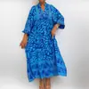 2026 Comércio Exterior Transfronteiriço Moda Feminina Europeia e Americana Verão Nova Moda Decote V Estampado Solto Tamanho Grande Vestido Longo