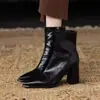 Botines Martin de punta para mujer, con cremallera lateral, colección otoño/invierno 2026, tacón grueso, talla grande, botines cortos, botines de moda para mujer