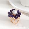 Broche Hebilla para Toalla de Seda Coreano Camelia Simple Tres Anillos Hebilla para Bufanda Hebilla para Chal Perla Goteo de Aceite Hebilla para Toalla de Seda para Mujer