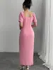 Amazon Cross-border Wildberries Comércio Exterior Vestido Elegante 2026 Verão Europeu e Americano Slim Manga Curta Longo