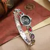Novo Usado Tendência Oval Pedra Colorida Luz Arco-Íris Luxo Feminino Relógio Clássico Fofo Oval Feminino Pulseira Relógio