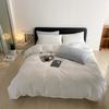 Juego de Cuatro Piezas de Algodón Seersucker de Lujo Ligero, Sábanas de Cama Lisas Simples de una Pieza y Funda de Edredón, Ropa de Cama Transpirable para Dormir sin Ropa para Todas las Estaciones