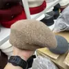 Boina de Punto de Mezcla de Lana Estilo Japonés para Mujer, Cálido Sombrero Artístico Inclinado Retro de Otoño e Invierno