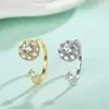 Anillo de Plata de Ley S925 Giratorio y Descomprimido Circonita Redonda Lujo Accesible Estilo Ropa de Trabajo Joyería Versátil Suministro Transfronterizo