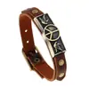 Accesorios Europeos y Americanos de Moda Más Vendidos Pulsera Decorativa Simple de Señal de Paz Paloma de la Paz Pulsera Versátil Ajustable de Cuero de Vaca