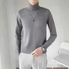 Suéter de Cuello Alto Nuevo Estilo Coreano Otoño e Invierno 2025 para Hombre Color Sólido Versátil de Moda Casual Manga Larga Camisa Base