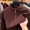 Camiseta gruesa de cuello alto para hombre con forro polar para comercio exterior transfronterizo, sudadera casual de negocios para hombre con media cremallera al por mayor