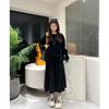 Terno de inverno feminino 2025 Novo robe de ano novo chinês Estilo chinês Fivela forrado de lã Suor Saia de comprimento médio Conjunto de duas peças