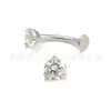 Anillo para el ombligo suspendido de titanio F136 con bisel de tres garras y circonita 5A, para ombligo, joyería para piercing de aleación de titanio G23