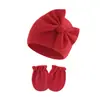 Conjunto de Gorro y Manoplas para Bebé Niña Recién Nacida Gorro de Hospital Gorro con Lazo Guantes de Bebé 0-6 Meses Gorro
