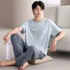 Al por mayor Transfronterizo Verano para Hombre Modal Fresco Manga Corta Pantalón Largo Estilo Casual Delgado Usable Holgado Ropa de Casa