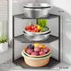 Estante de esquina para cocina, estante multicapa para preparación de alimentos en encimera, estante de almacenamiento de canasta de verduras para el hogar, estante triangular multifuncional, escurridor