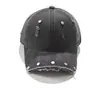 Boné de Baseball Wasc Marca Trendy com Aba Desgastada, Rebites Únicos e Estilo Heavy Metal, Boné Bico de Pato de Nicho