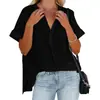 Camisa holgada de manga corta con cuello en V fino para mujer, de comercio exterior europeo y americano, Amazon, verano 2022