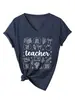 Maestra ayúdalos Amazon eBay sitio independiente moda casual para mujer camiseta de manga corta con cuello en V comercio exterior