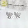 Brincos de Borboleta Vazada Filigranada Inlaid com Zircônia Estilo Metal Transfronteiriço, Design de Alto Padrão, Brincos de Nicho da Moda, Atacado