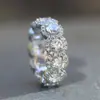 Anel Cao Shi vintage redondo com diamantes e cravação completa de zircônia, anel feminino empilhável de estilo luxo discreto