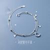 Pulseira Feminina de Camada Dupla Estrela e Lua, Luxo Leve, Sofisticada, Exquisita, Estilo Floresta, Fresca e Doce, Cravejada de Diamantes, Joias Elegantes por Atacado