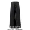 Jeans Retro Americanos de Pierna Ancha con Remaches para Hombre Bolsillo Trasero Remaches Metálicos Dobladillo Enrollado Estampado de Bandera Nacional Pantalones Rectos de Largo Completo
