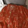 Nuevo conjunto de pijama de dos piezas para mujer estilo coreano de primavera y otoño, rayas blancas y negras vintage, cárdigan con cuello, manga larga, pantalón largo, conjunto casual para casa