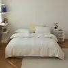 Conjunto de Quatro Peças Jacquard Tingido em Fio Enrugado Lavado de Algodão de Alta Qualidade Linhas de Algodão Puro Amigo da Pele Lençóis de Cama e Capas de Colchão Roupa de Cama