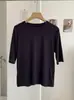 Camiseta KEKEZOON Feminina Manga Média Gola Redonda para Início do Outono, Estilo Simples e Puro, Ombro Normal, Top Interno Liso 8505