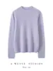 Estilo Old Money Malha de Cashmere e Seda Mais Vendido Borda Pequena Dobrada Malha de Tricô Luxo Leve Toque de Alto Padrão Suéter Versátil para Outono/Inverno Roupas Femininas