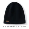 Chapéu de Cashmere Feminino 100% Cashmere Puro Outono e Inverno Mais Fácil de Combinar Cor Sólida Casual Moda Chapéu Quente Tricotado