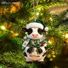Colgante de Vaca Navideña de Acrílico 2D Pequeña Vaca Adorno para Árbol de Navidad Decoración Festiva Adorno Colgante Fuente de Venta al por Mayor