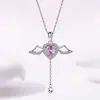 Collar de Corazón de Cupido de Cobre Blanco Otoñal Cadena para Clavícula Diseño de Nicho Amor de Ángel Regalo de Cumpleaños para Novia Colgante