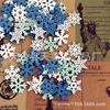 Venta al por mayor del fabricante Serie Azul Copo de nieve Navideño Virutas de Madera Festivo Hecho a Mano Decorativo Creativo Parches Colgantes