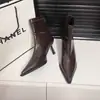 Botines de tacón alto con punta fina negros estilo coreano para mujer, 2026, elegantes botines ajustados elásticos para otoño e invierno con tacón fino