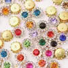 Punto pelo segundo 10-12mm fondo dorado doble flor Girasol Diamante Vidrio cabeza de diamante encaje accesorios de joyería al por mayor