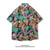 Camisa Vintage Estampada de Manga Curta da Tailândia Marca da Moda Unissex Solta Estilo Havaiano Praia Camisa para Casal Casaco da Moda