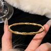 Pulsera de Titanio Dorado para Mujer Sensación de Alta Gama Circonita Pulsera de Pareja Pulsera de Bucle de Lujo Ligero Pulsera Anillo Joyería Nuevo